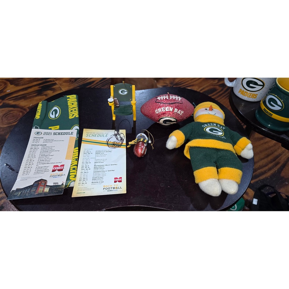 Green Bay Packers‎ Memorabilia Lot Ornaments Plush 2016 2021 Schedules Candle